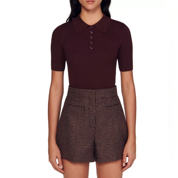 SANDRO Mileva Collared Ribbed Sweater - Picture 2 of 7